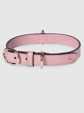 Gucci Pink Pebbled Leather Small/Medium Dog Collar